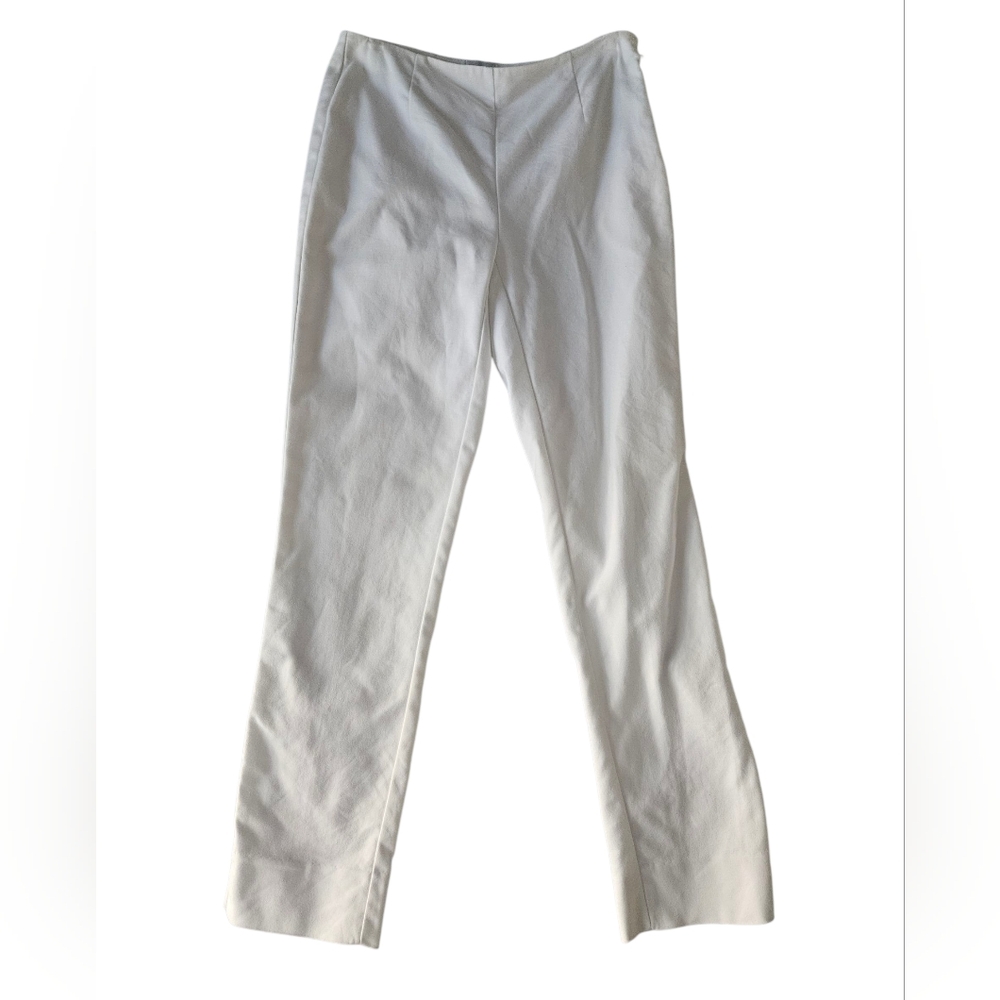 CHICO'S White Cotton/Stretch Ankle Side-Zip Pants | SZ S/4